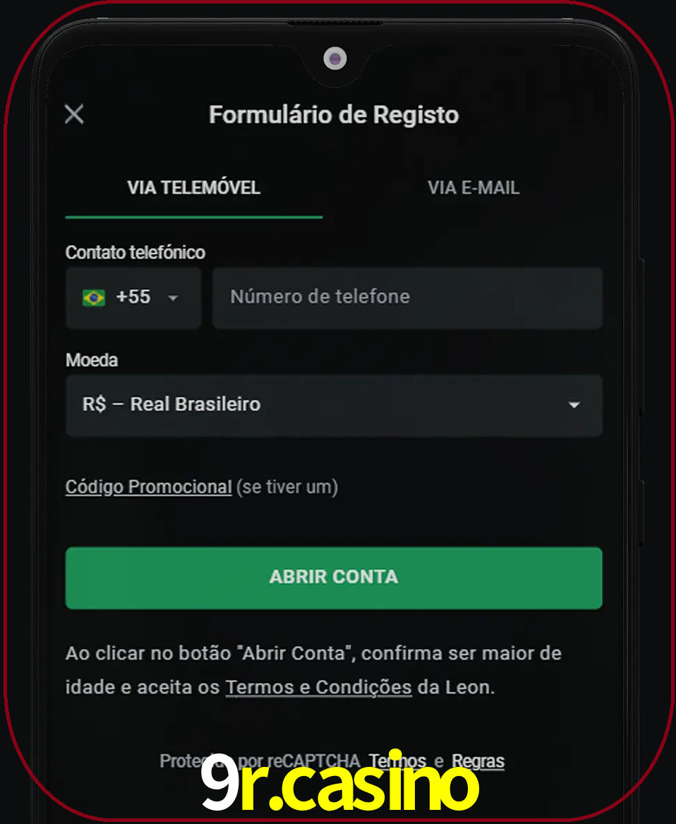 Abra o aplicativo e inicie o processo de registro.
